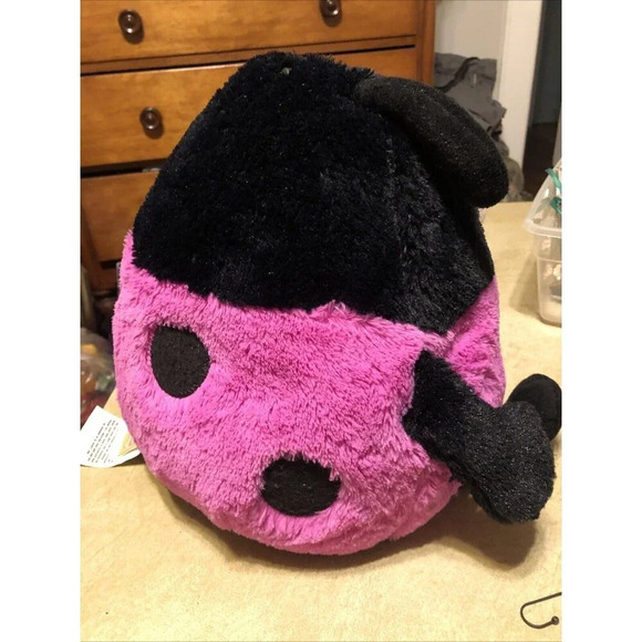 Vintage Mushable Pot Bellies Pink Black Ladybug Plush Stuffed Animal 14” Tall - Picture 7 of 8